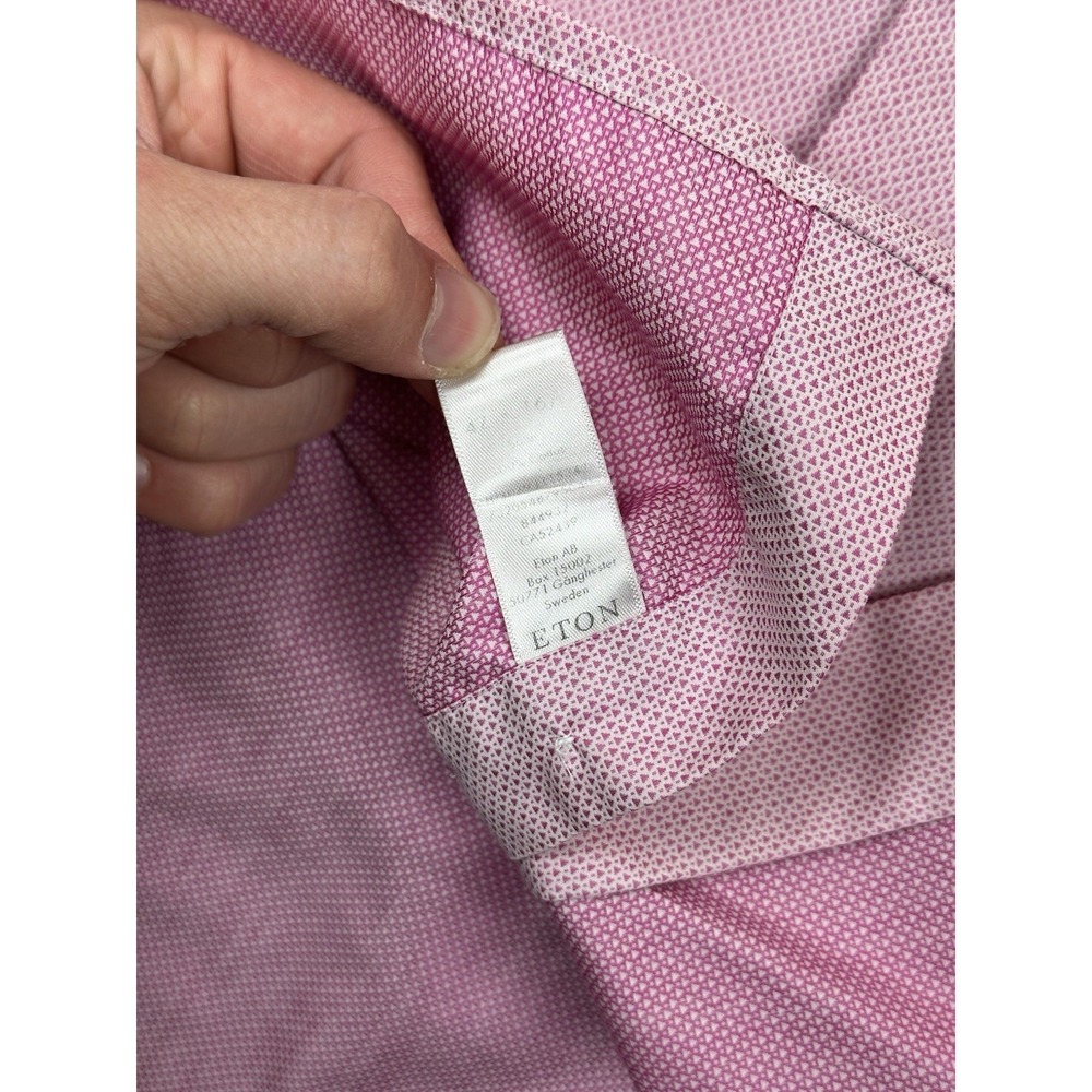 Eton Shirt Mens 16.5 42 Pink Contemporary Fit Dress Long Sleeve Button Front - Picture 11 of 12